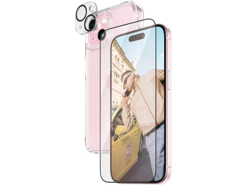Panzerglass 3-in-1 Bundle iPhone 15 3-in-1 Set mit Bildschirmfolie, Schutzhülle und Kamera-Schutz für das Apple iPhone 15