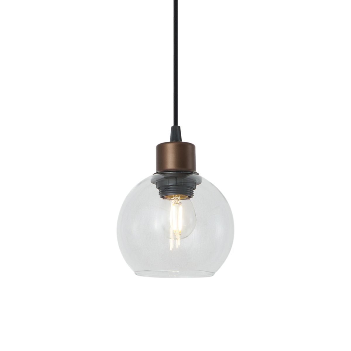 Moderne hanglamp brons met helder glas voor railsysteem 1-fase - Iconic Lava