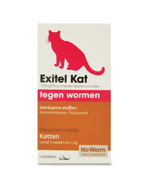 No Worm Exitel Kat - Anti wormenmiddel - 2 tab Vanaf 1 Kg - Vanaf 6 Weken