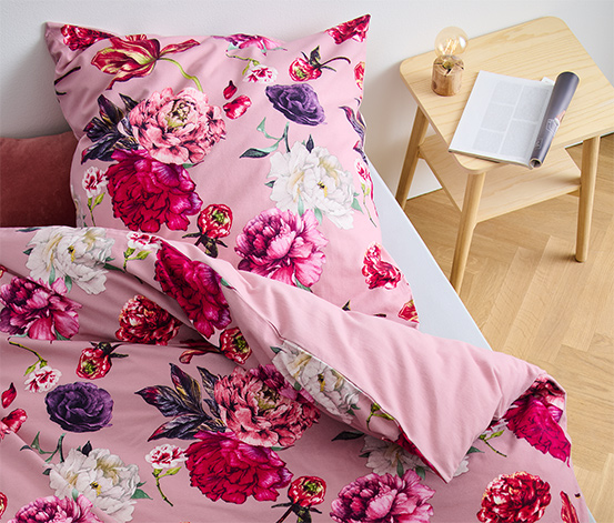 Biber-Bettwäsche, rosa, Normalgröße