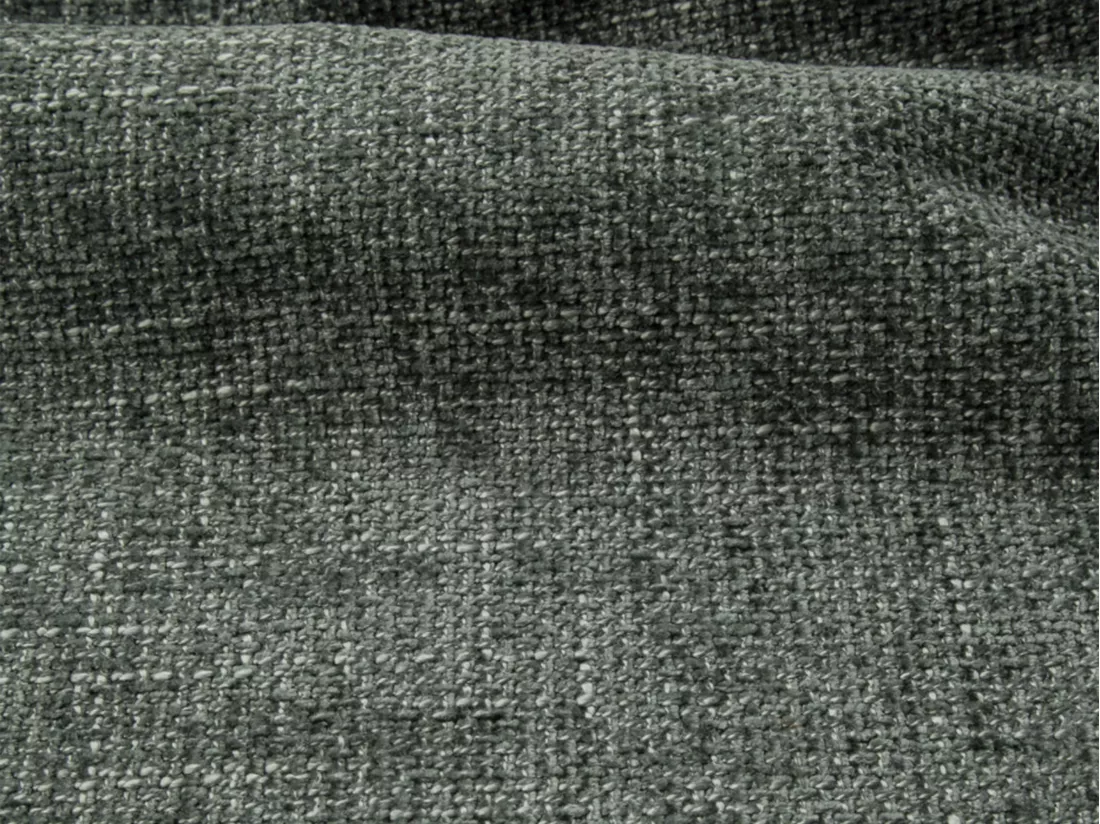 Grand canapé d'angle gauche en tissu texturé vert de gris POGNIA