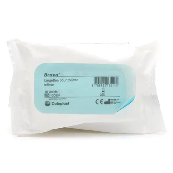 Lenços de limpeza Coloplast Brava, 15 unidades