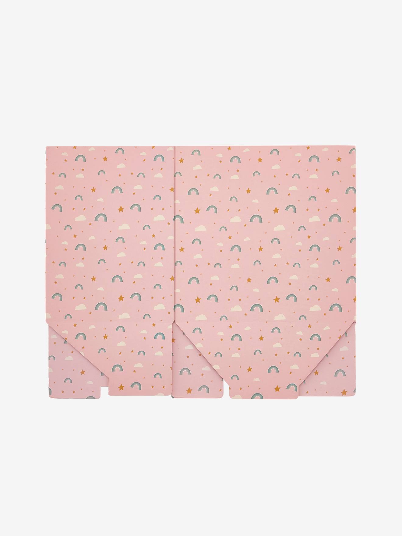 Lixeira dobrável de papelão, tamanho médio, estampa de arco-íris rosa