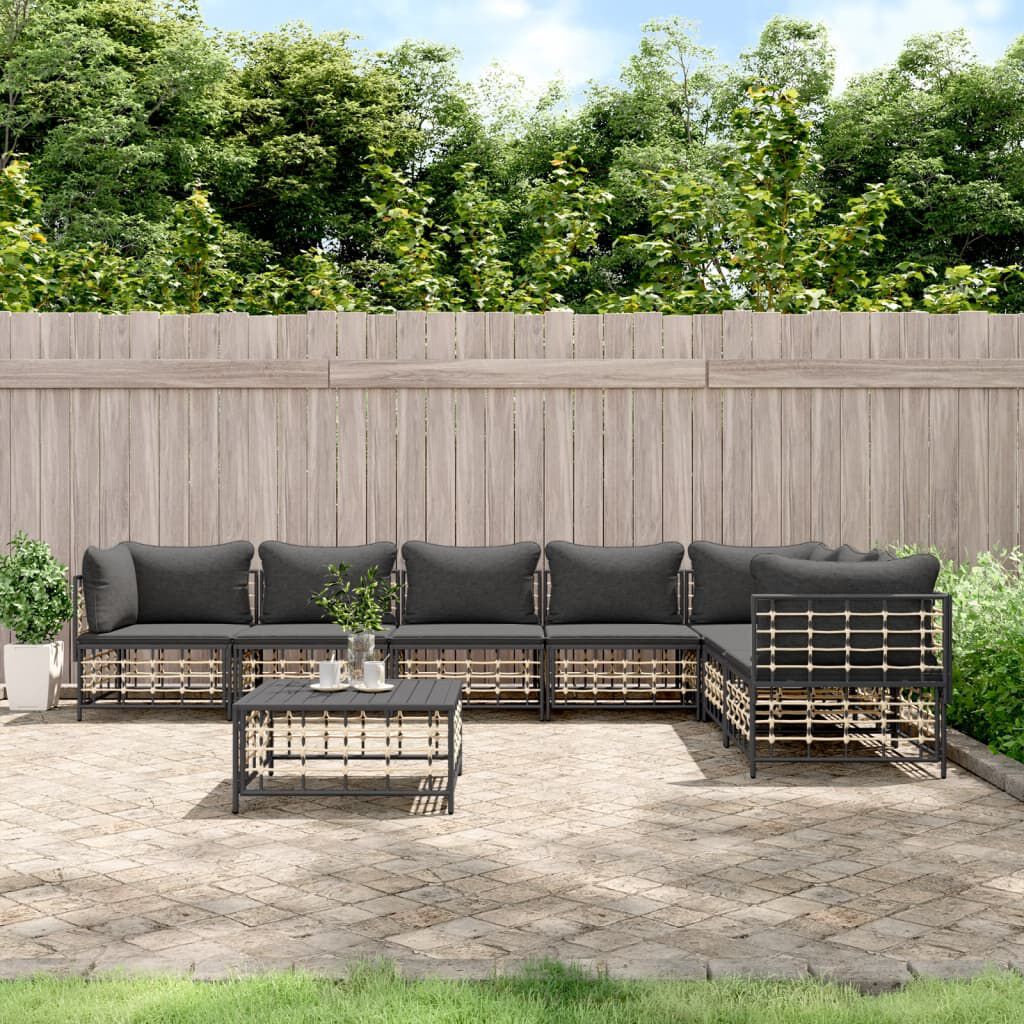 vidaXL 8-delige tuinloungeset met kussens, antraciet