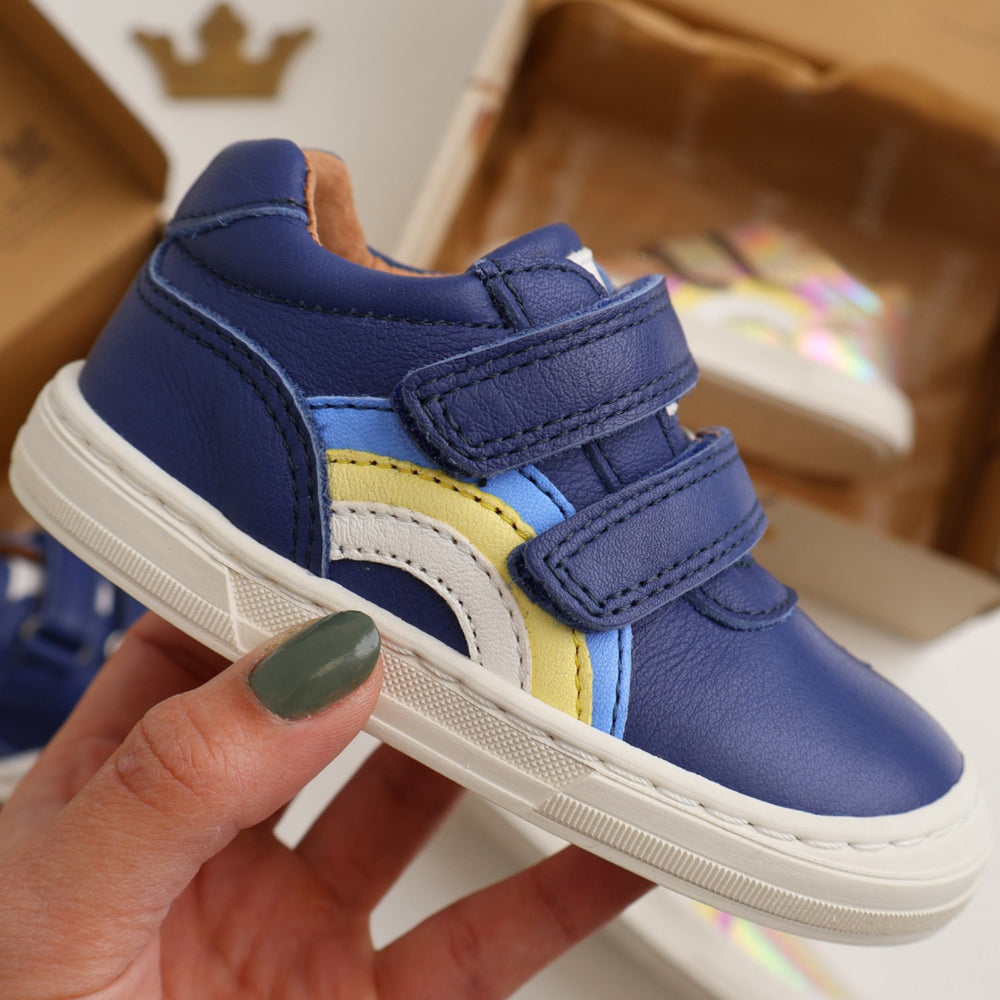 Køb Bisgaard Deep Blue Rainbow Low Velcro Sko