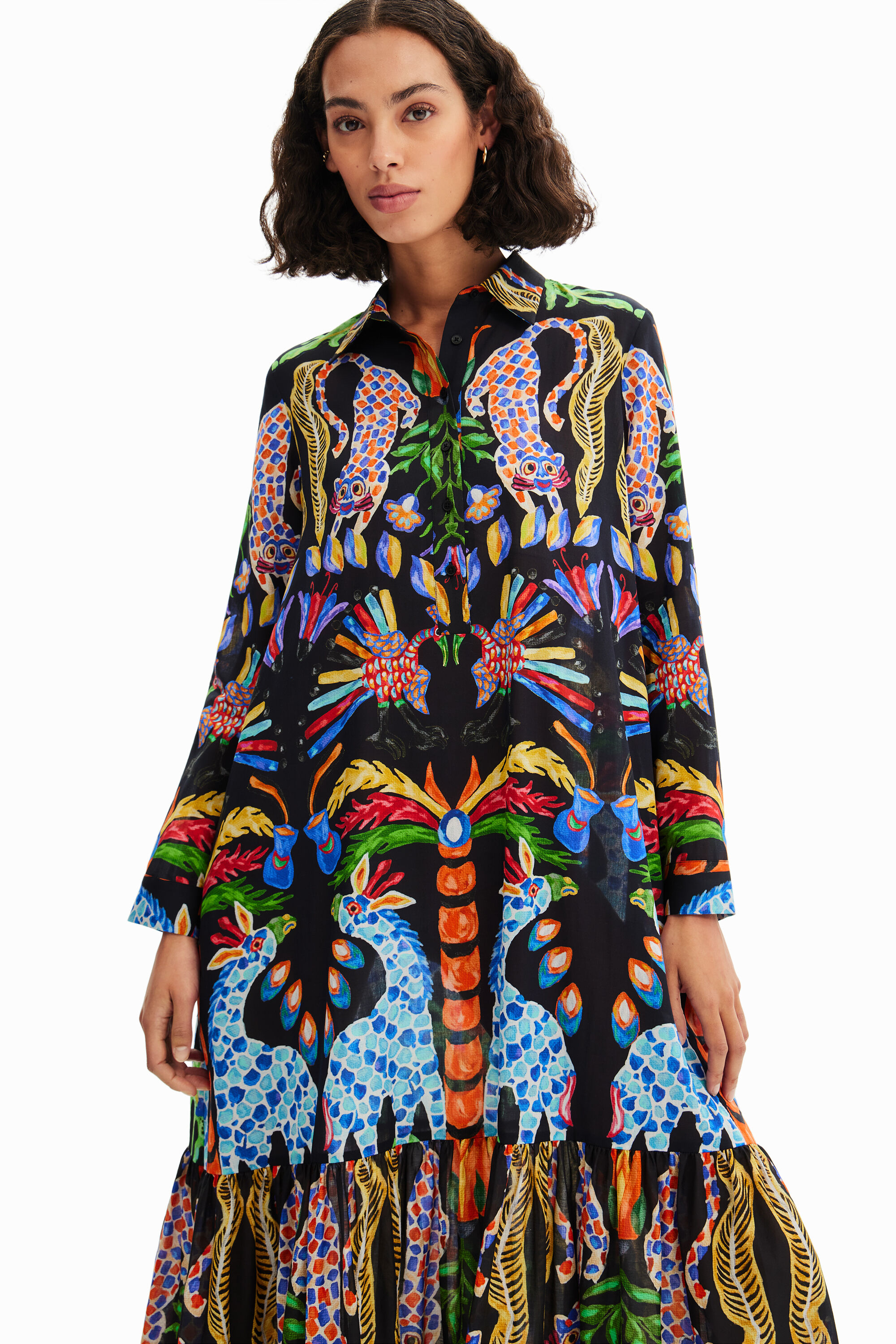 Vestido longo estilo camisa Stella Jean