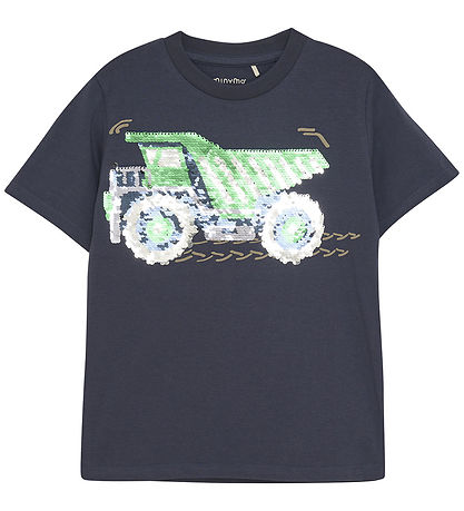 Minymo T-Shirt - Blue Nights m. Pailletten