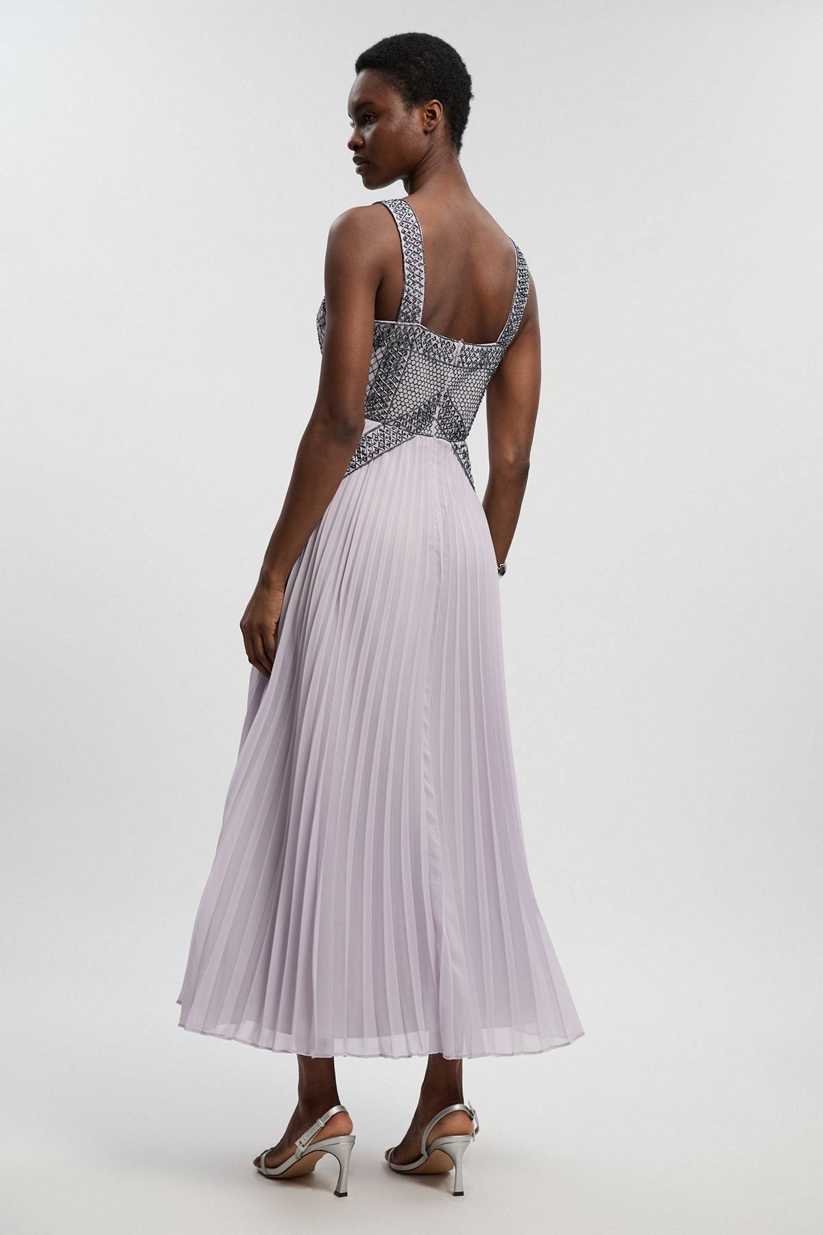 KarenMillen Robe Longue Tissée Plissée À Ornements