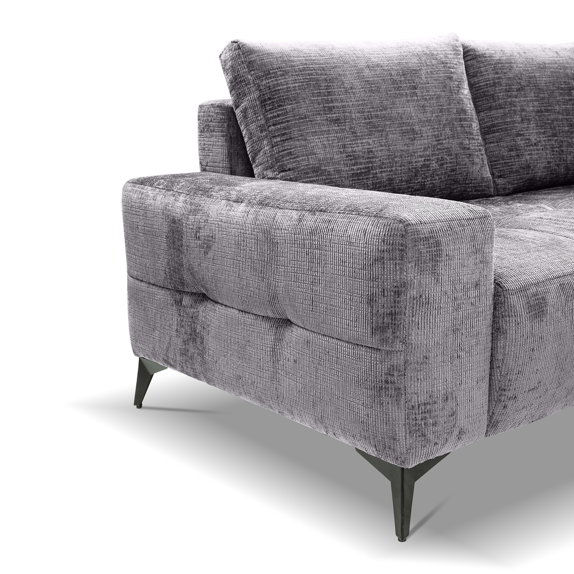 Ecksofa - ash - Liegefunktion - Staukasten - Longchair rechts
