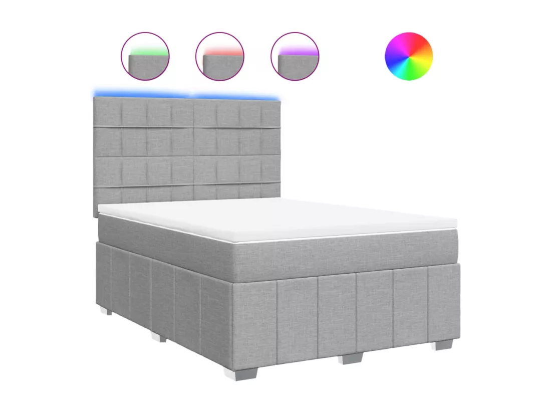Sommier à lattes de lit avec matelas Gris clair 140x190cm Tissu