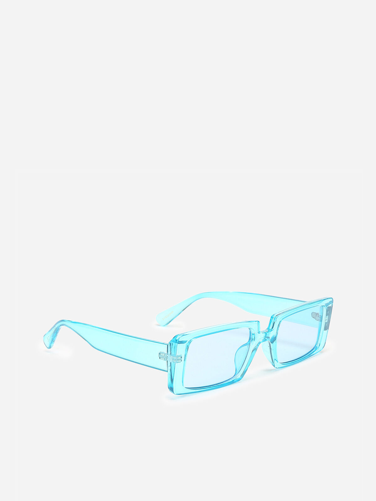 Lunettes de soleil rectangles et translucides- Bleu