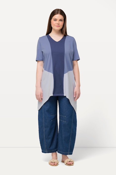 T-Shirt, Zipfelsaum, V-Ausschnitt, Halbarm, Biobaumwolle