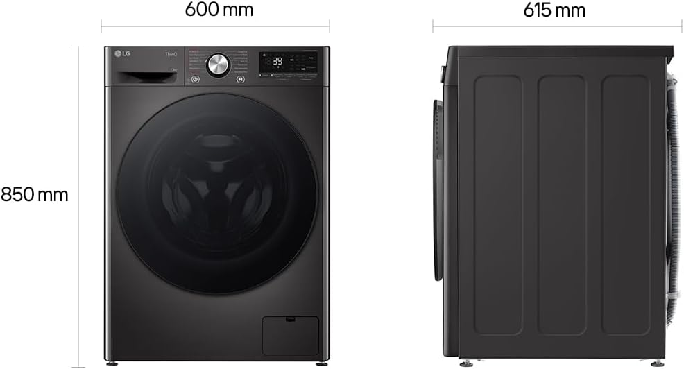 LG F4WR703YB Frontlader-Waschmaschine 13 kg, Klasse A -20%, 1.400 U./Min., 61.5x60x85 cm, TurboWash 360 in 39 Minuten, Allergy Care, Steam, Wi-Fi, Digitales Touchdisplay, Platinum Black