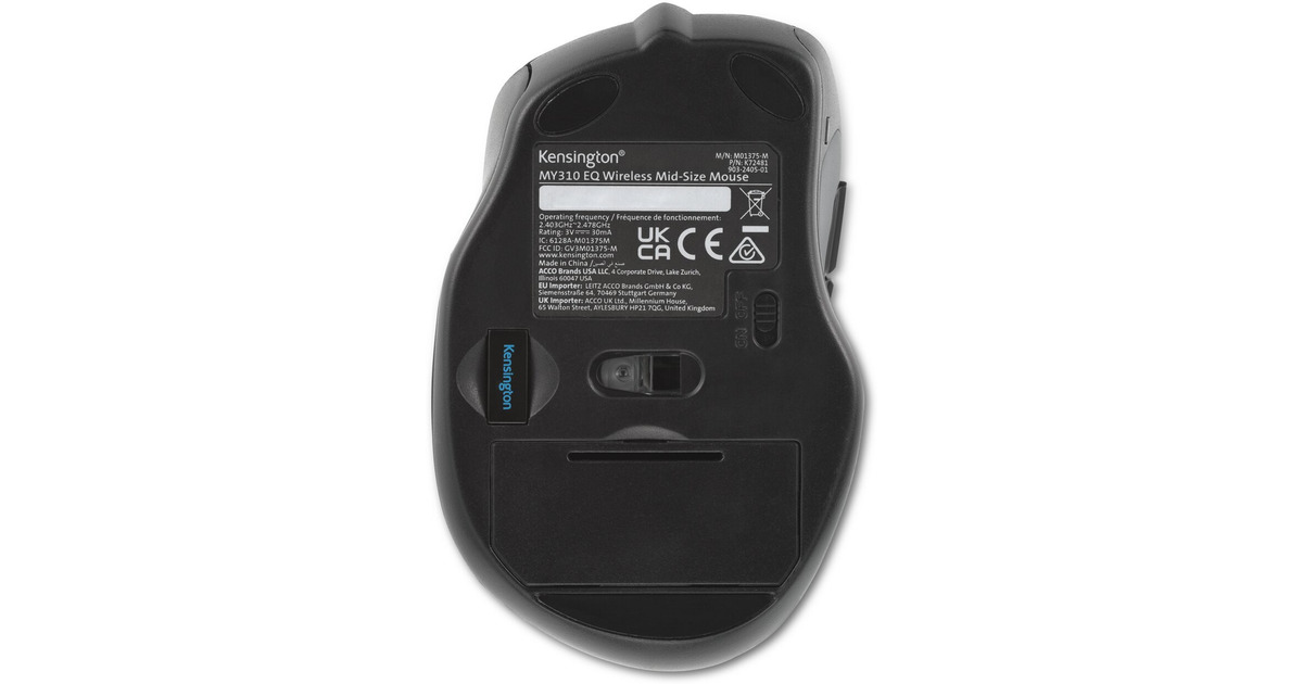 KensingtonMY310 EQ Mouse  (Zwart, 800 - 1600 Dpi, 2.4 GHz)