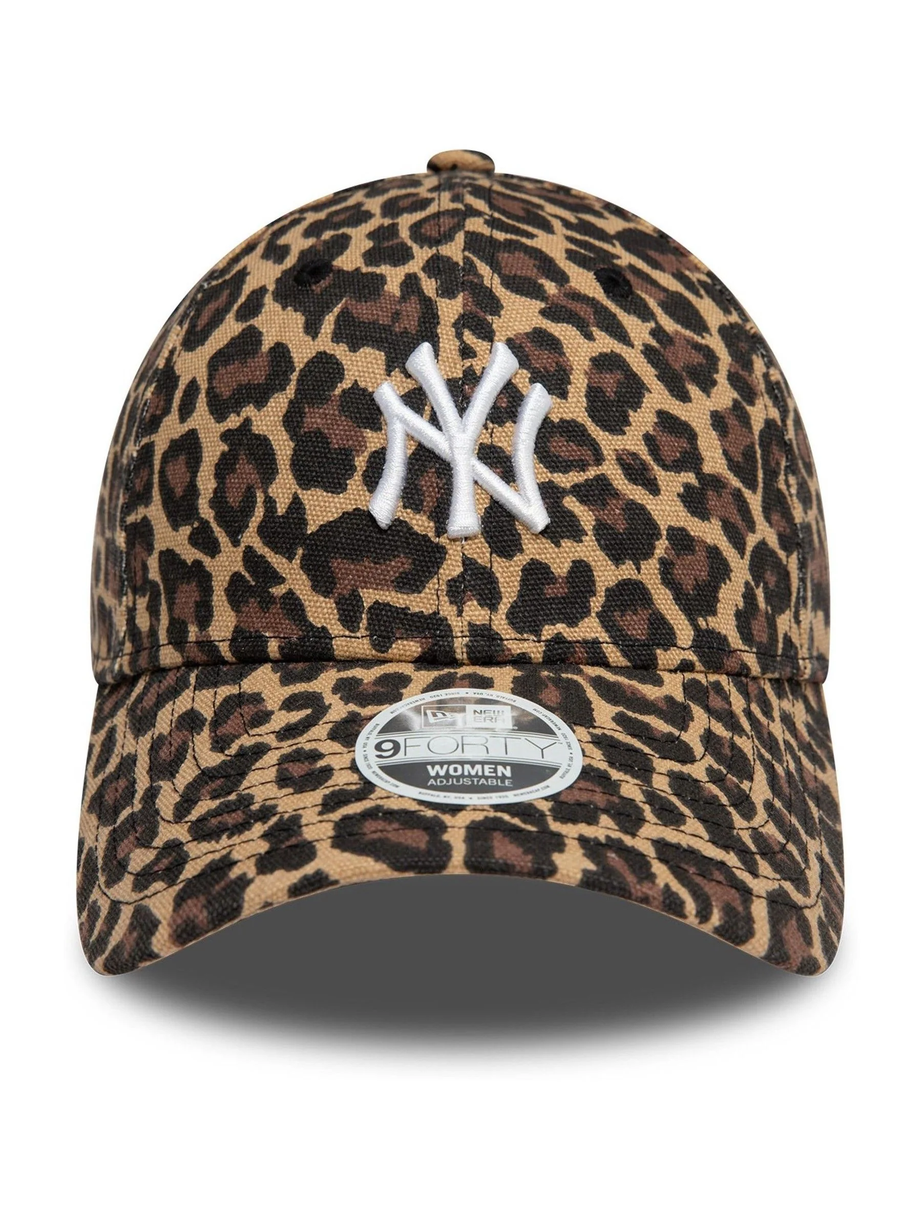 New Era zwarte pet met luipaardprint 100% katoen