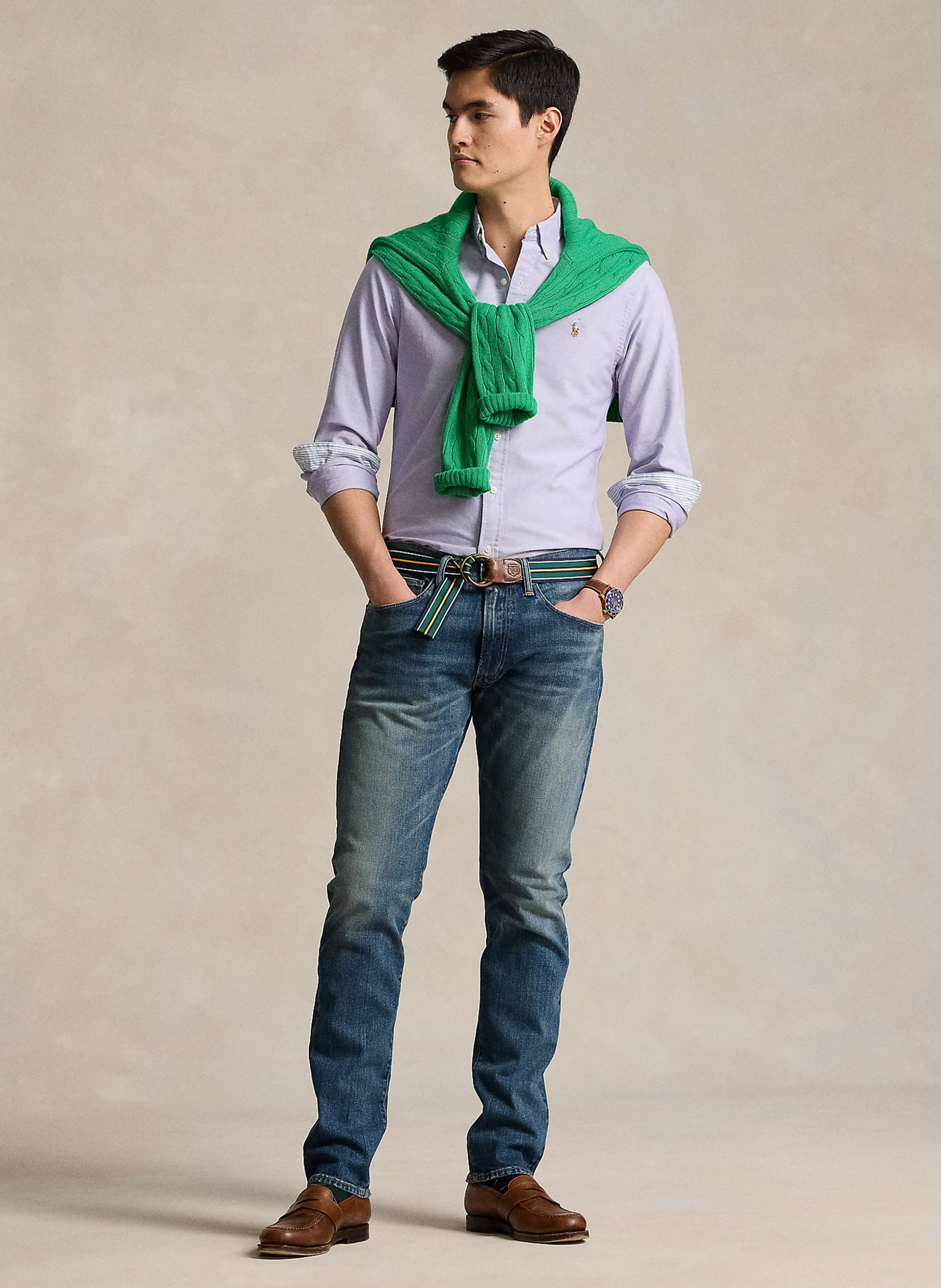 Chemise slim-fit col classique en coton | Violet