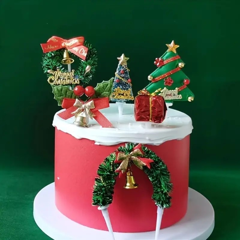 Weihnachts Kuchenstecker Merry Christmas Tortenstecker Topper Dekoration für Torten / Kuchen - Weihnachtskranz