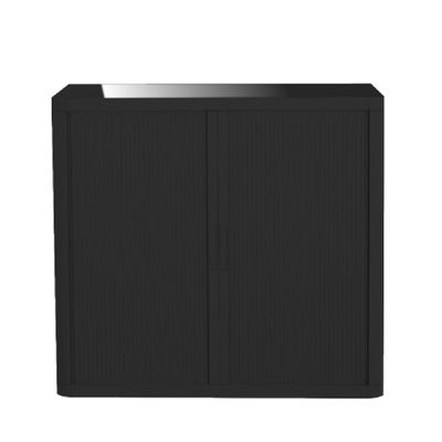 Armoire basse à rideaux EASY OFFICE - 110 x 104 x 41,5 cm - Corps, rideaux et poignée noir