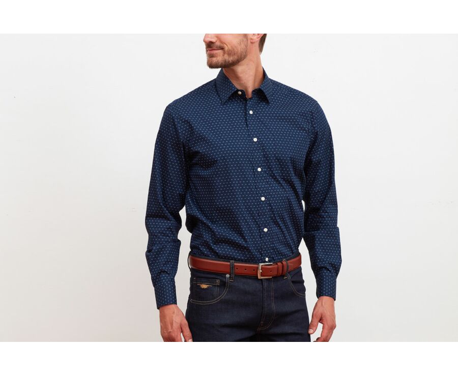 Chemise imprimée marine motif bleu - LÉOPHILE