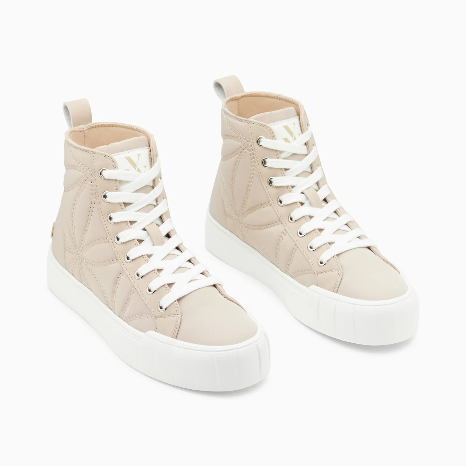 Sneakers-Baskets montantes Nalya beiges matelassées