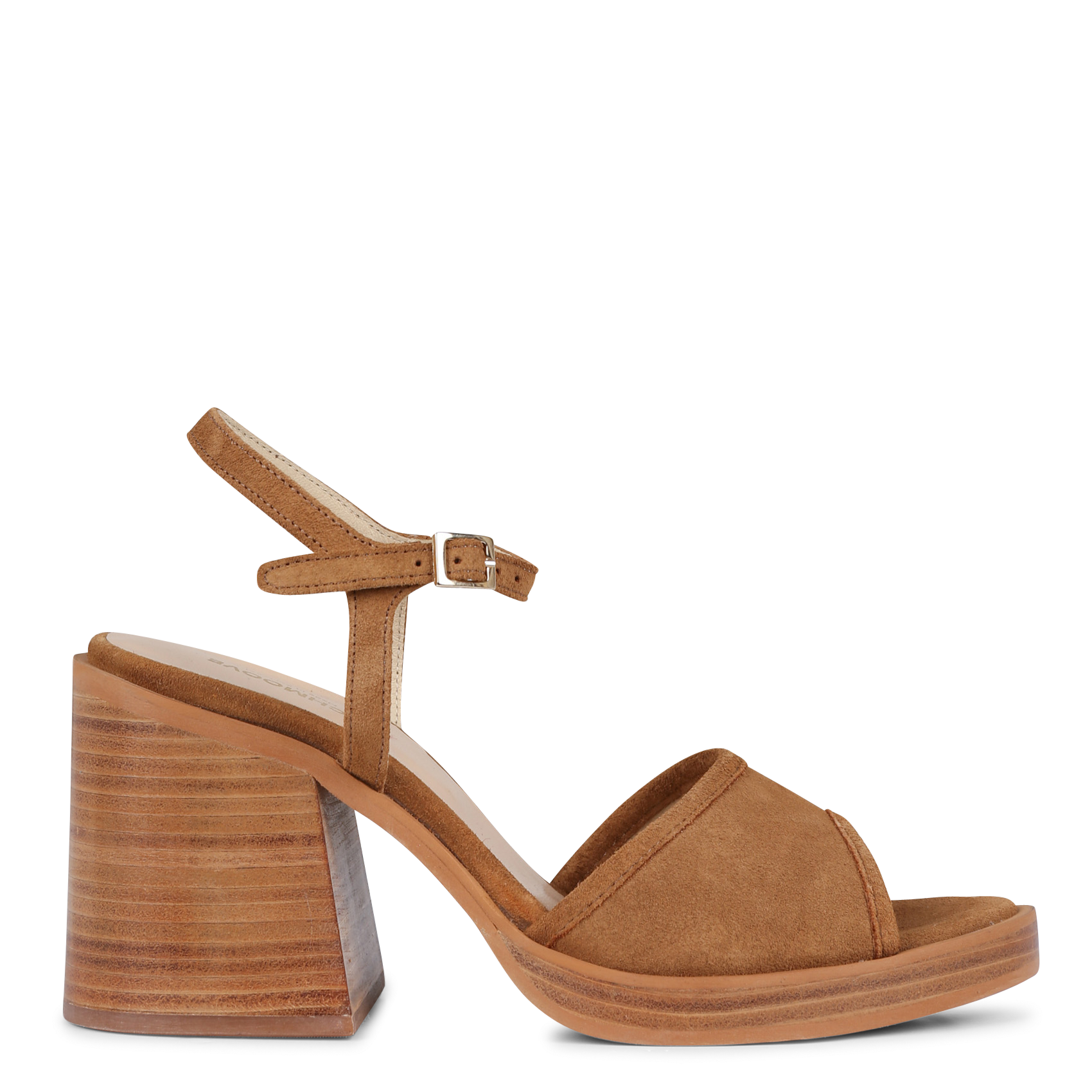 FLARE - Sandales à talon en cuir velours | Marron