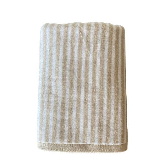 OMHU Frotté Stripe Håndklæde, Sand, 50x100 cm