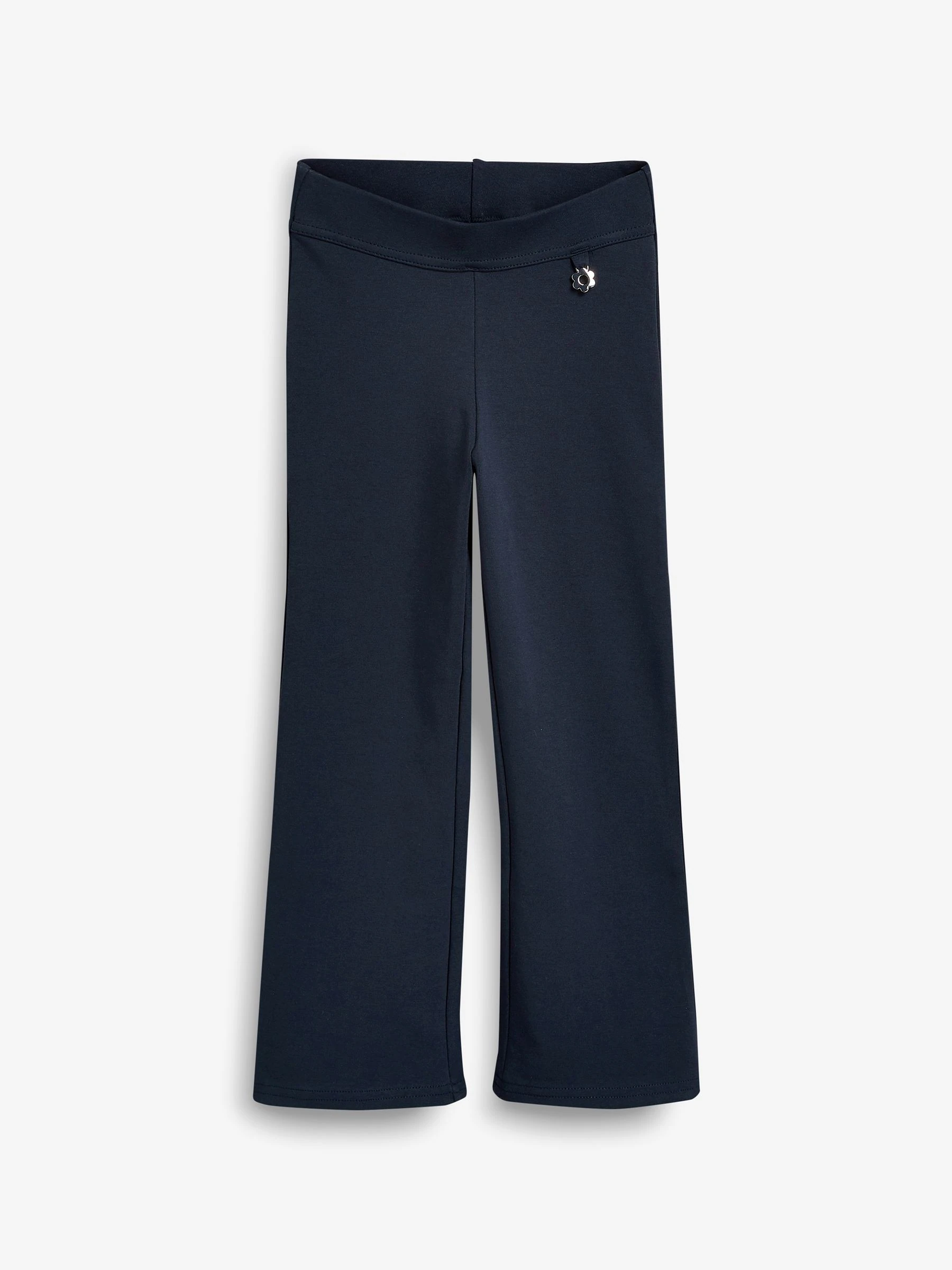 Donkerblauw - Schoolbroek met hoog aandeel katoen, stretchy, bootcut en elastische tailleband (3 - 16 jr)