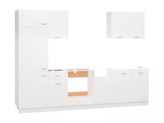 Ensemble de meubles de cuisine 7 pcs Blanc Aggloméré