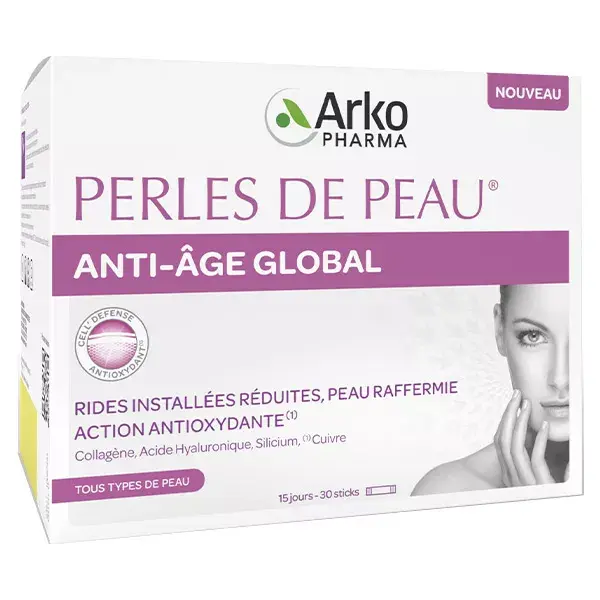 Pérolas Antienvelhecimento Globais da Arkopharma para a Pele - 60 unidades