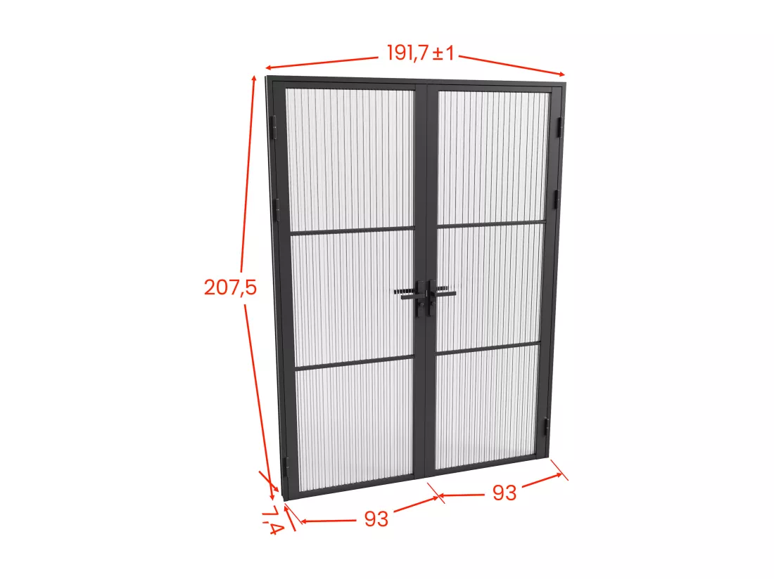 Bloc porte réversible à deux battants en aluminium et verre texturé - 2 x H204 x L93 cm - Noir - MASERU