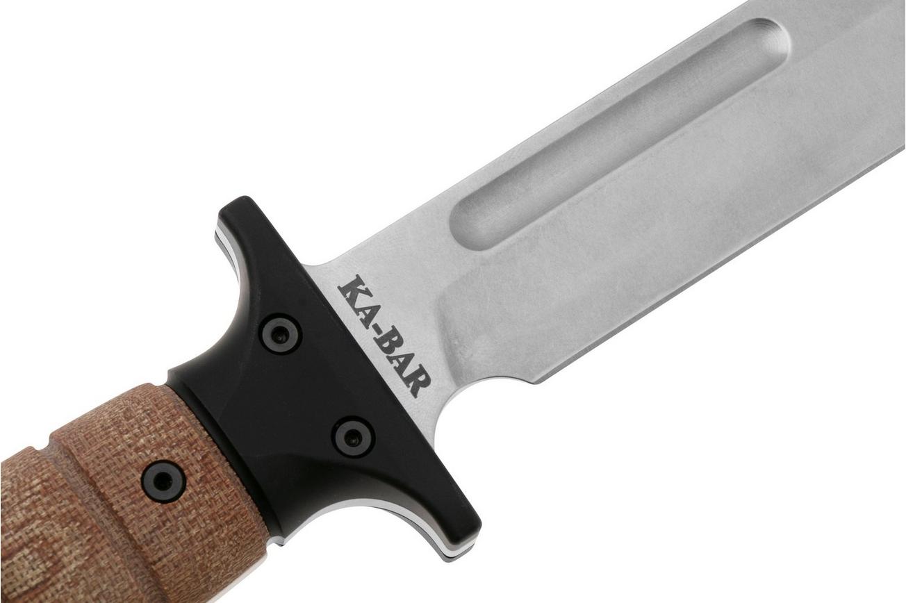 Rick Hinderer KA-BAR Stonewashed 3V, Natural Micarta, vaststaand mes