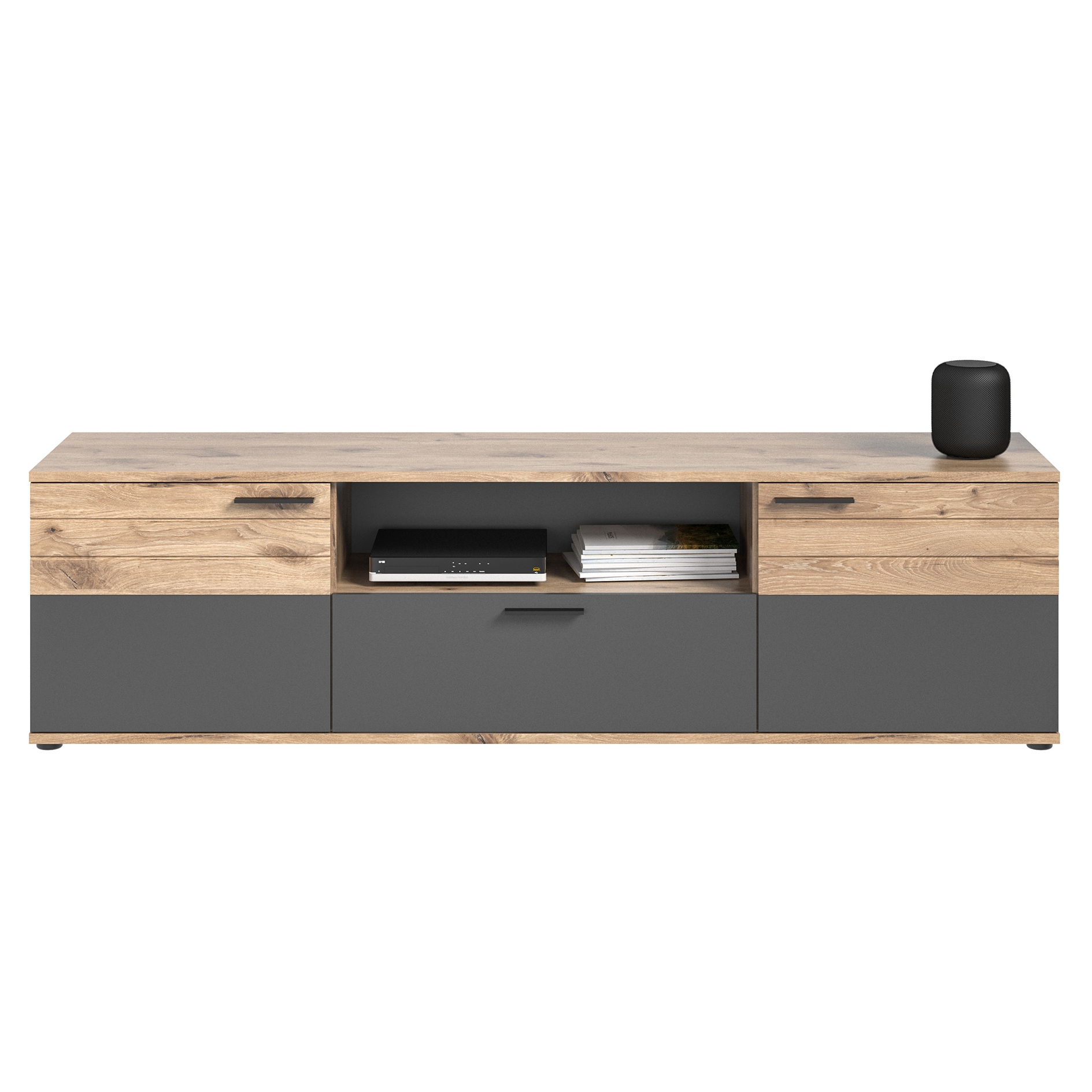 Lowboard MASON - Nox Oak - Basalt grau - 194 cm