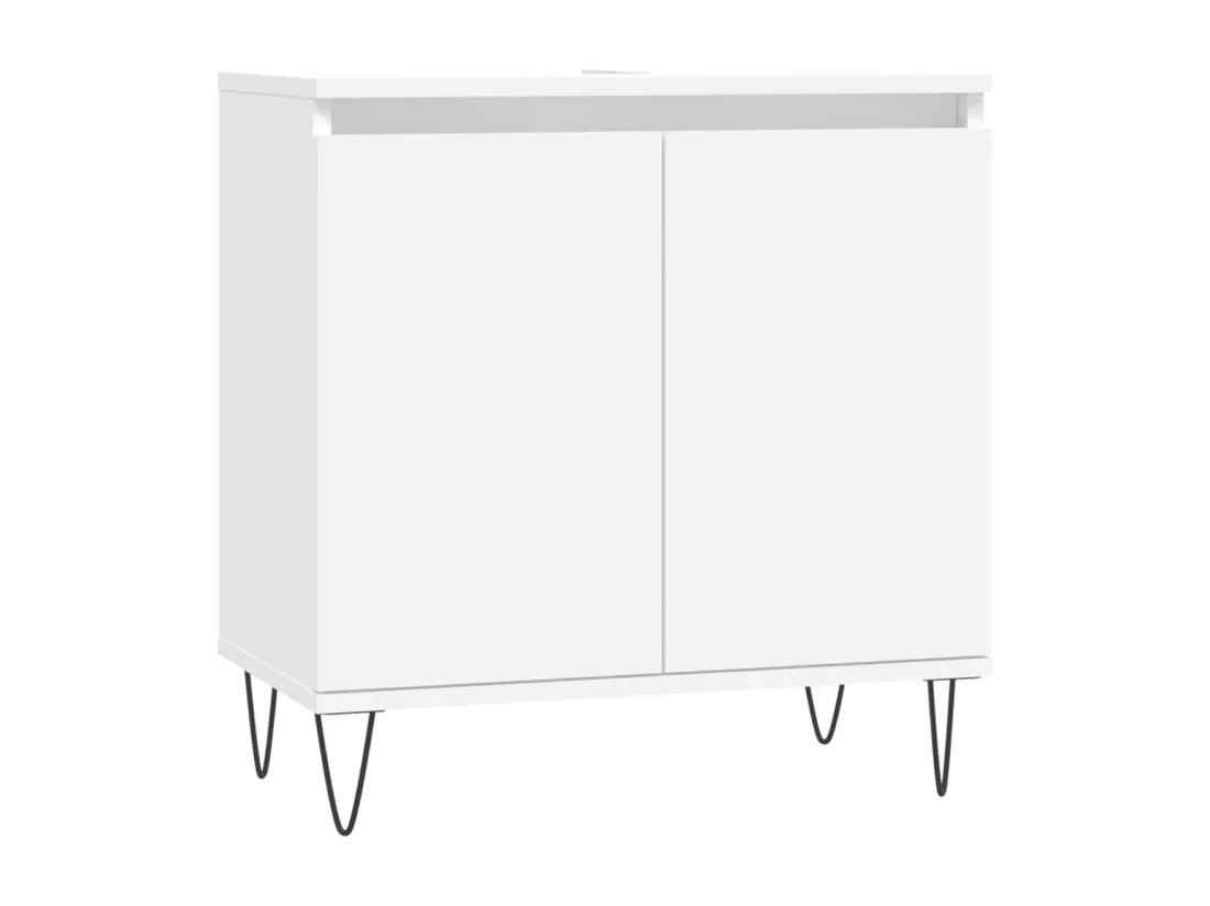 Ensemble d'armoires salle de bain 3 pcs blanc bois d'ingénierie