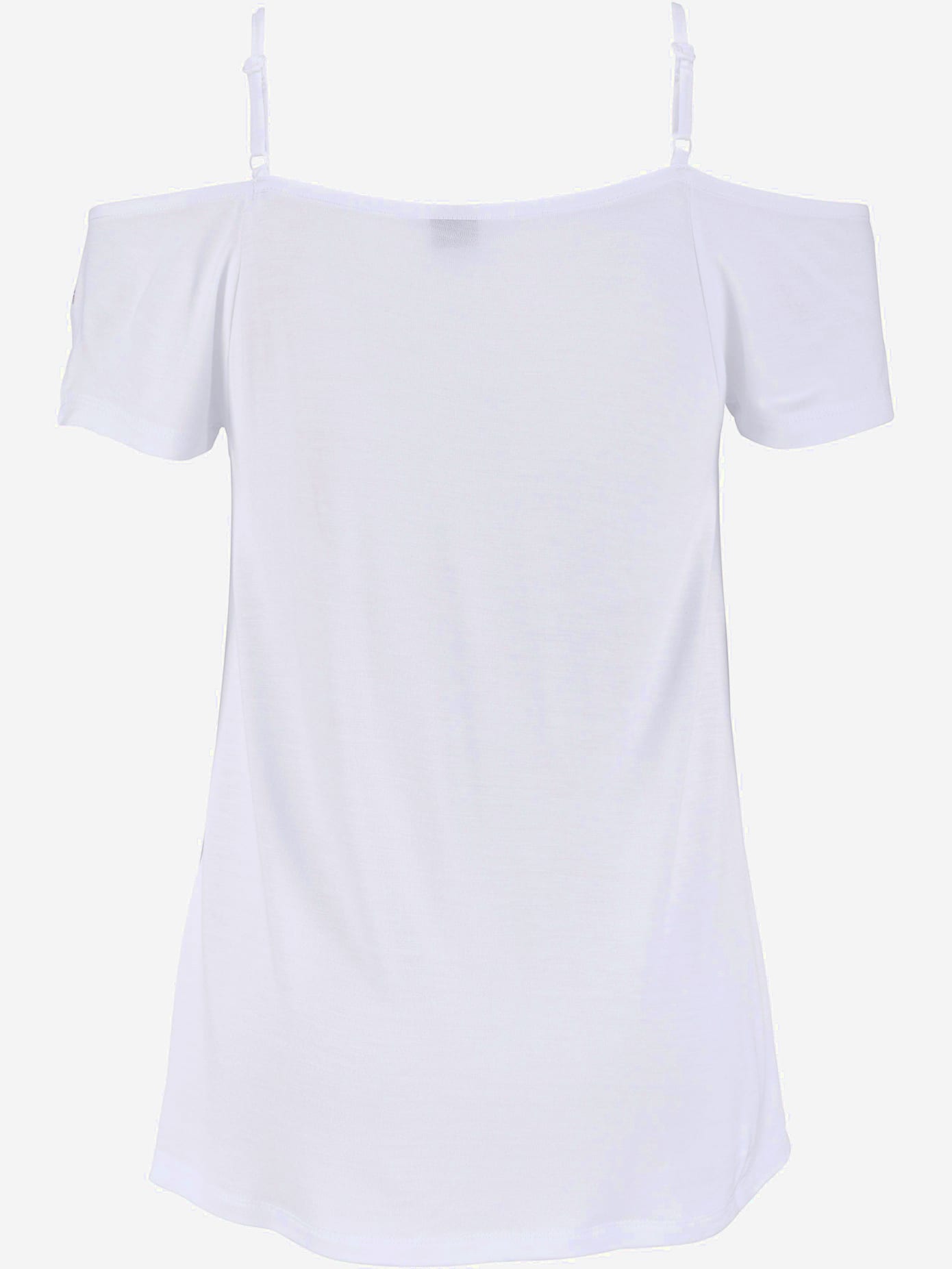 T-shirt à manches courtes encolure carmen, fines bretelles réglables