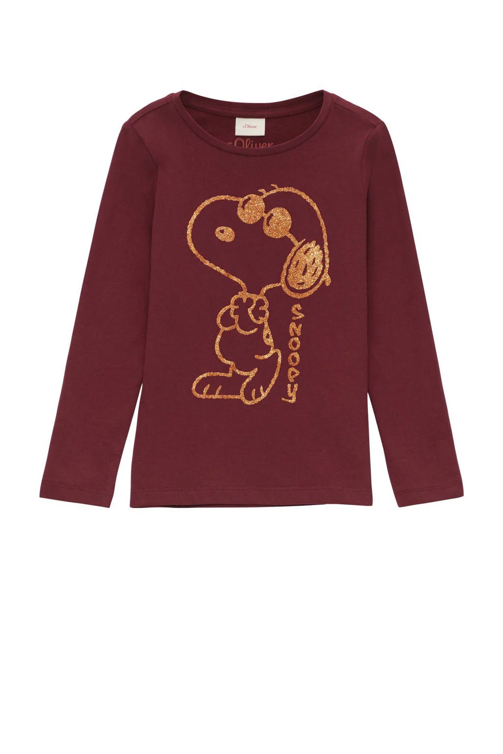 s.Oliver longsleeve Snoopy met printopdruk donkerrood