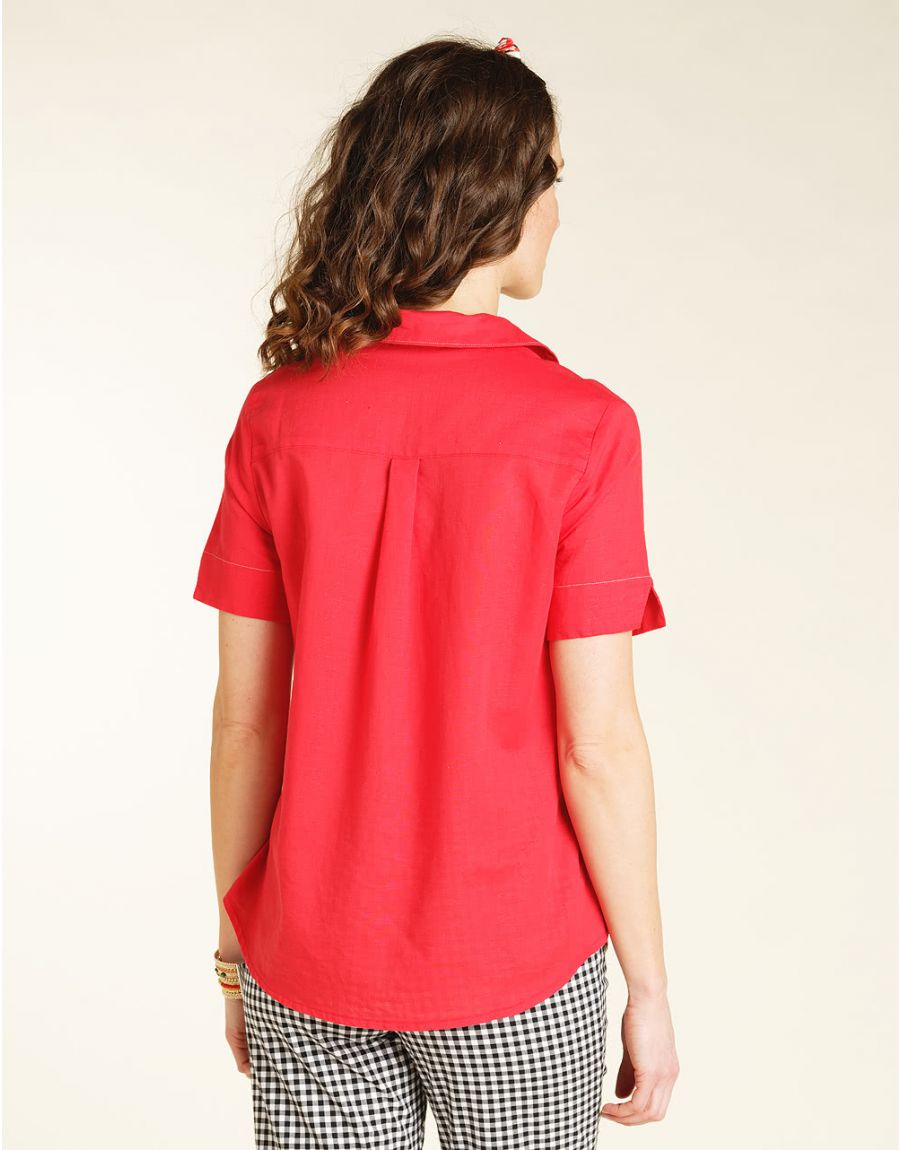 Chemise lin coton rouge