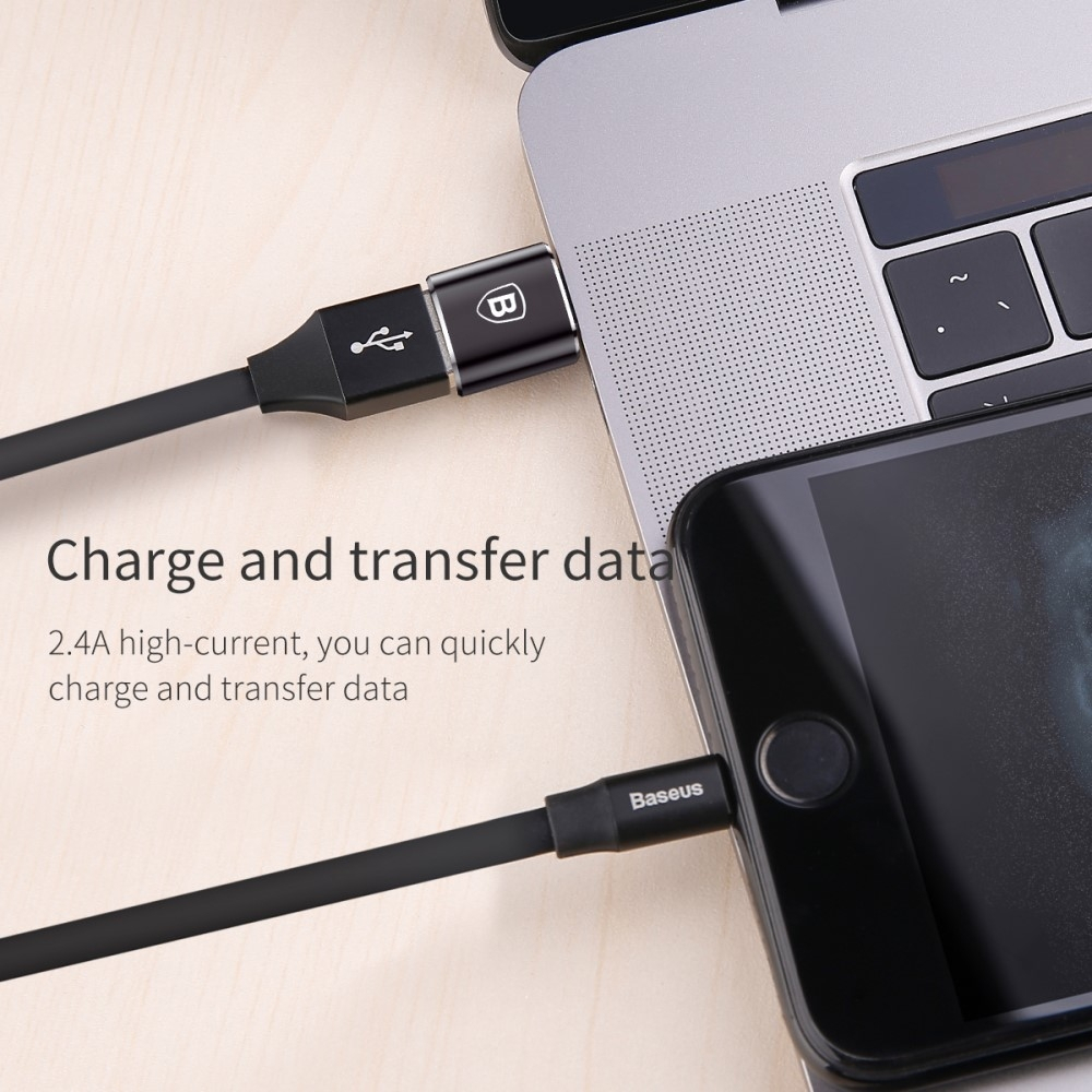 USB 2.0 (2.4A) auf USB C Adapter Konverter - Schwarz