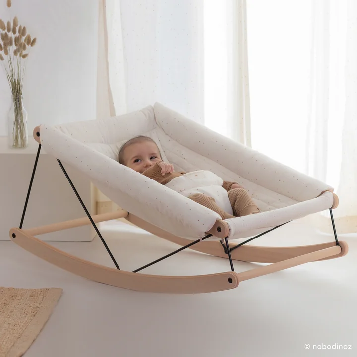 Nobodinoz - Growing Green Babywippe mit Polster, blue waves