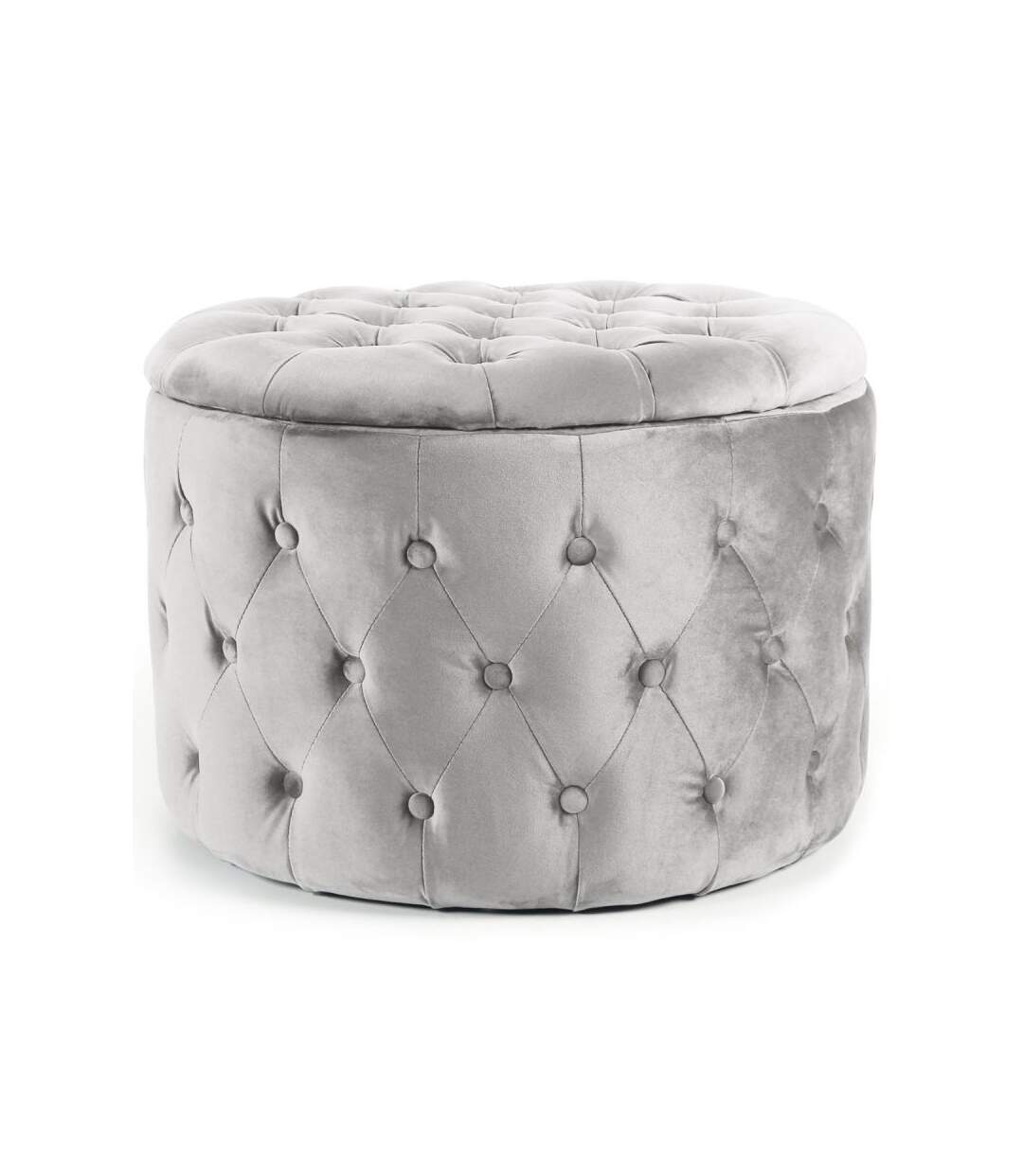 Paris Prix - Pouf Rond Design En Velours visalni 60cm Argent