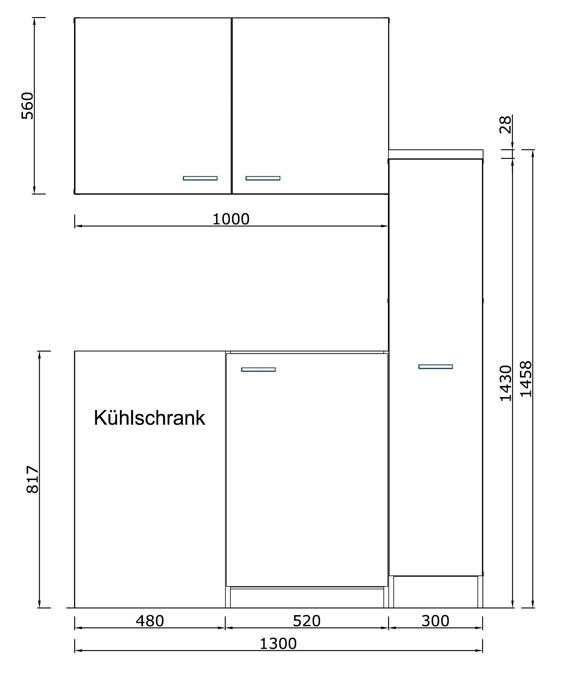Respekta Miniküche MK130WOSCSV 130 cm Weiß