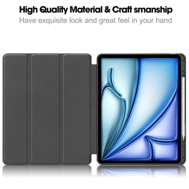 Til iPad Air 13 (2024) Etui Tre-fold Stativ Tablet Cover med Pen Holder