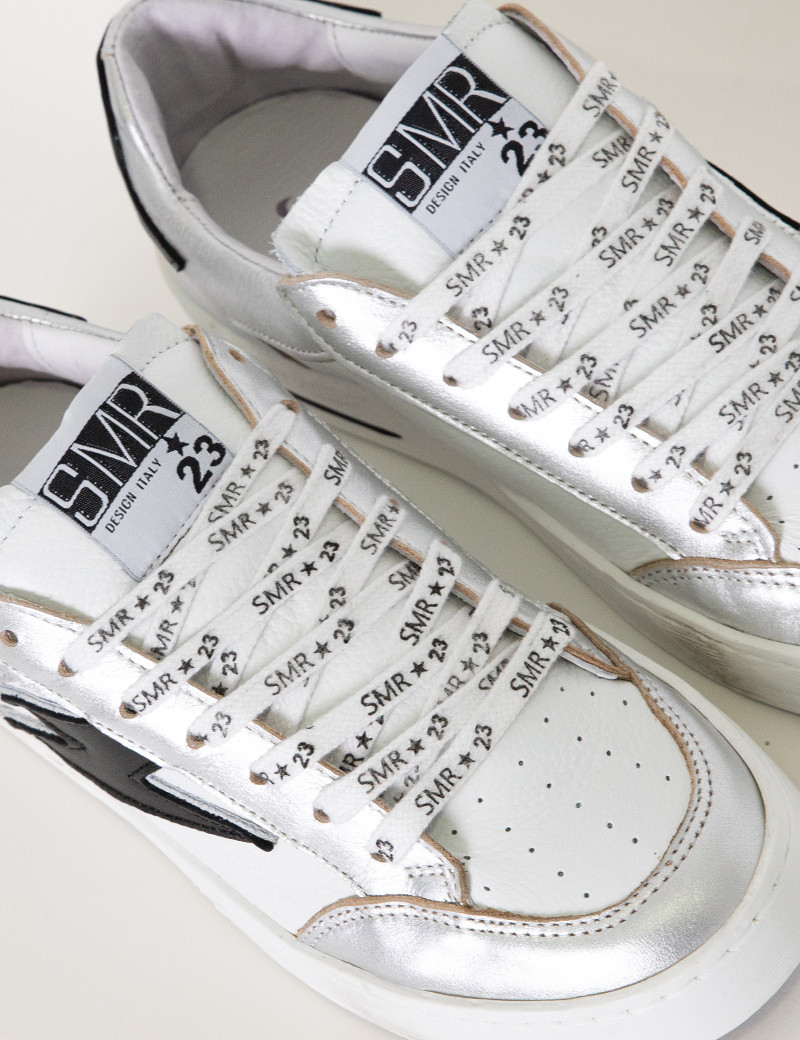 SEMERDJIAN BASKETS NOUBAR BASSES CUIR ARGENT CUIR BLANC 10497