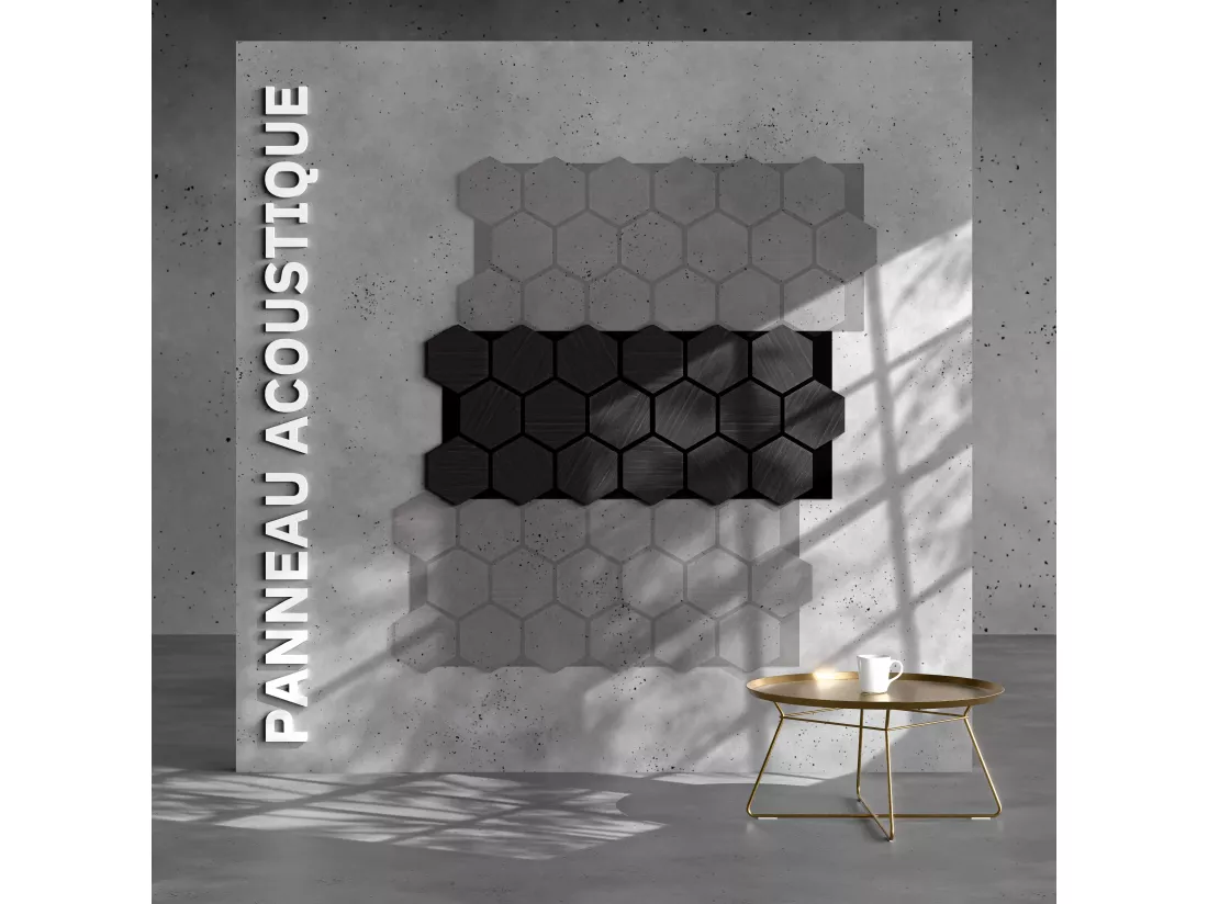 Lot de 2 Panneaux Hexagonaux H. 76 cm L. 62 cm - Chêne Noir Feutre Noir