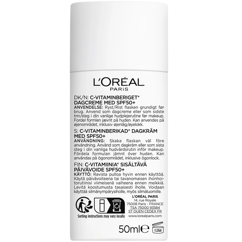 L'Oréal Paris Revitalift Clinical Daily UVA Fluid SPF 50+ - 50 ml