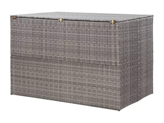 Boîte de rangement de jardin gris 150x100x100 cm résine tressée