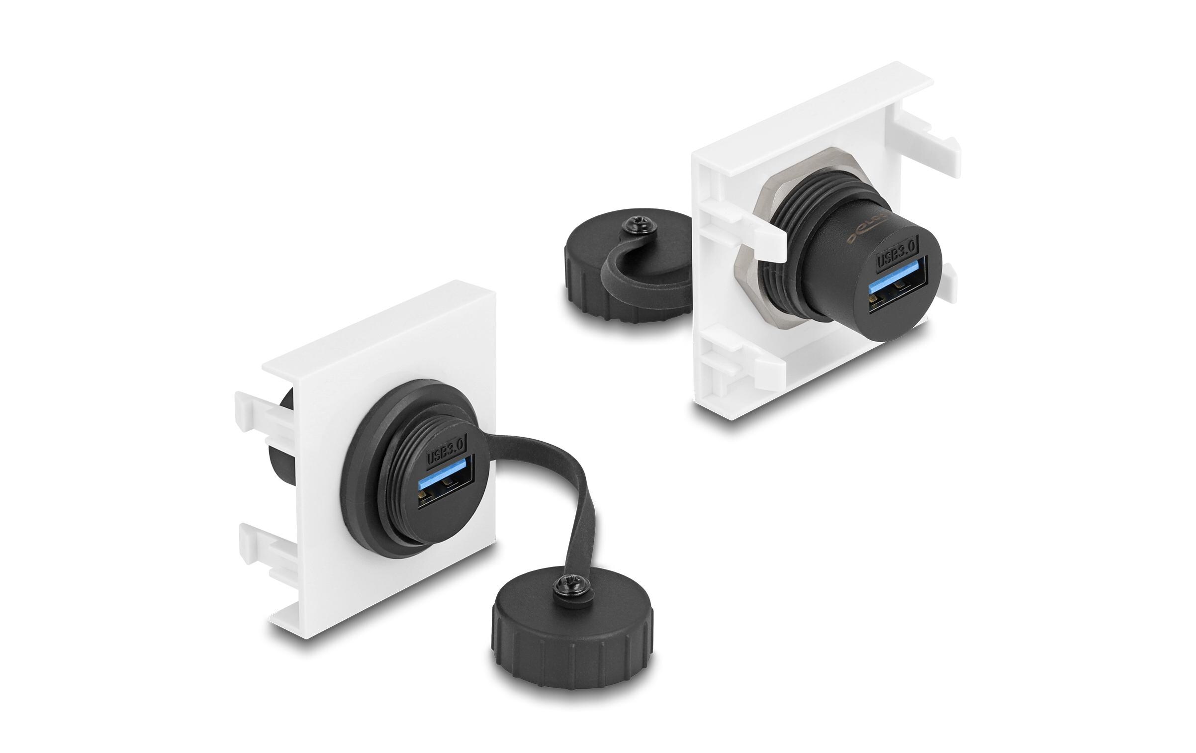 Easy 45 Modul USB Typ-A Buchse, 45 x 45 mmDelock Easy 45 Modul SuperSpeed USB 5 Gbps (USB 3.2 Gen 1) USB Typ-A Buchse, 45 x 45 mm