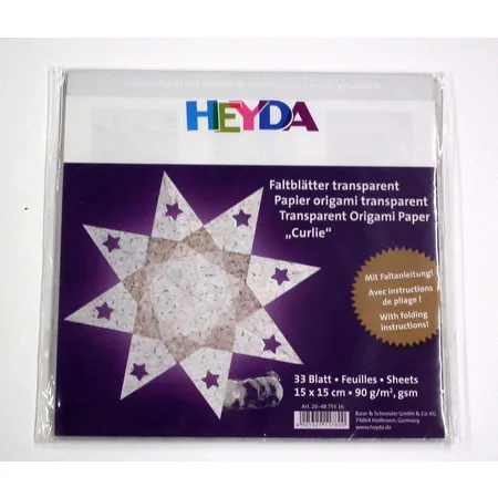Heyda 4875516 Faltblätter, transparent weiß/gold, 15 x 15 cm, 33 Blatt