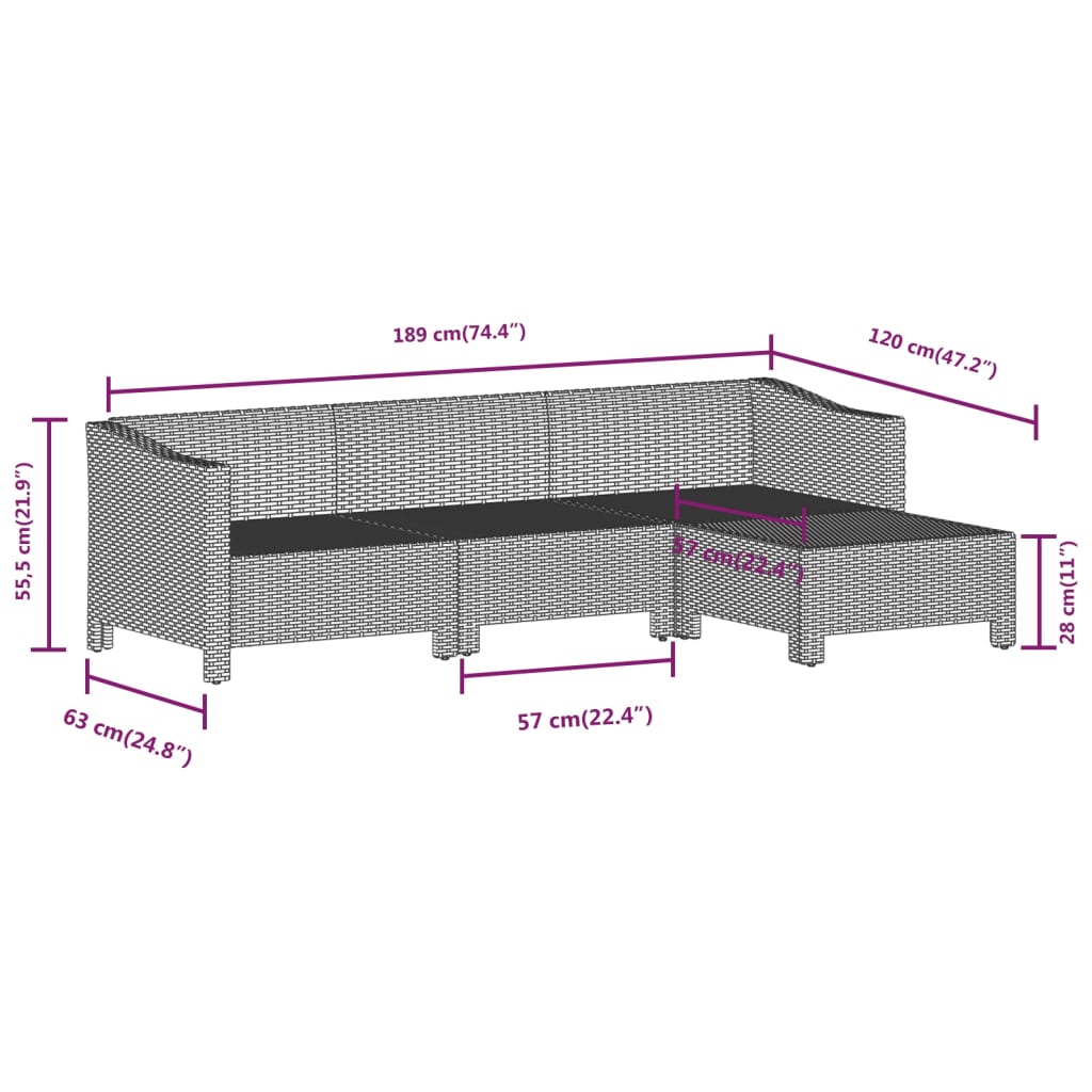 Salon de jardin meuble d'extérieur ensemble de mobilier 8 pièces avec coussins gris résine tressée