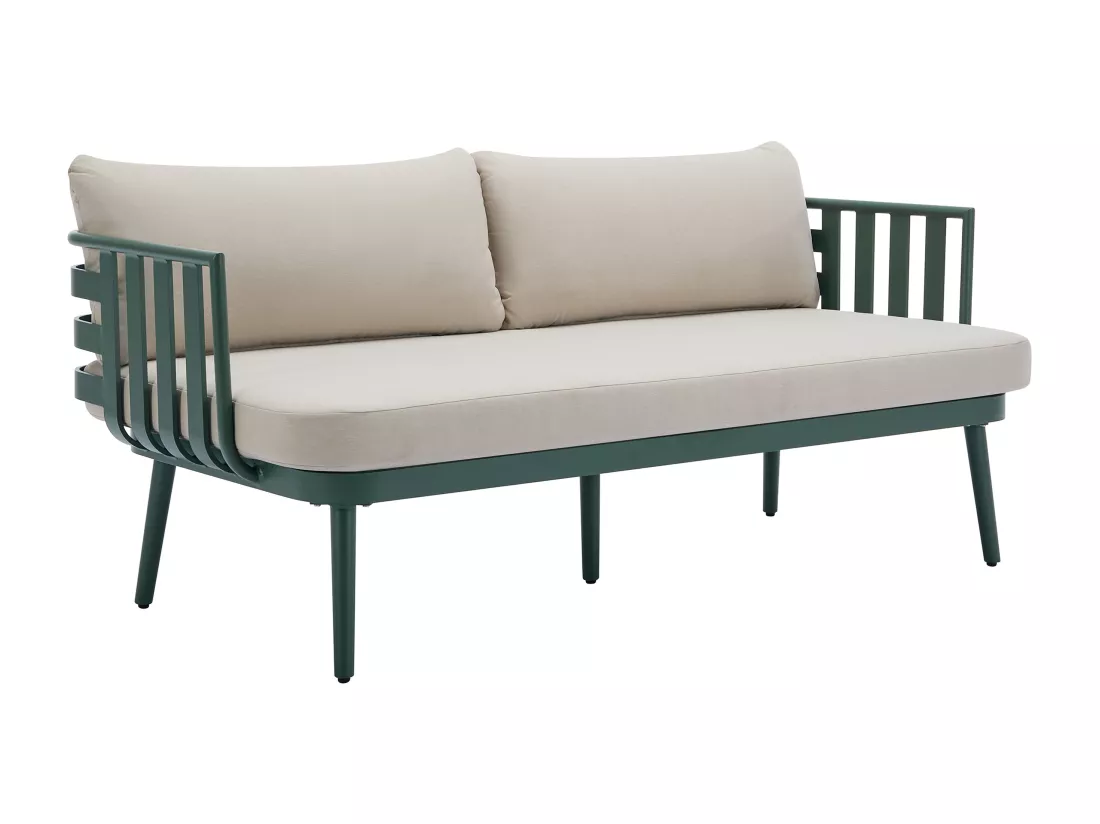 Salon de jardin en aluminium : canapé 2 places, 2 fauteuils et 2 tables basses - Vert sapin - KUTO de MYLIA