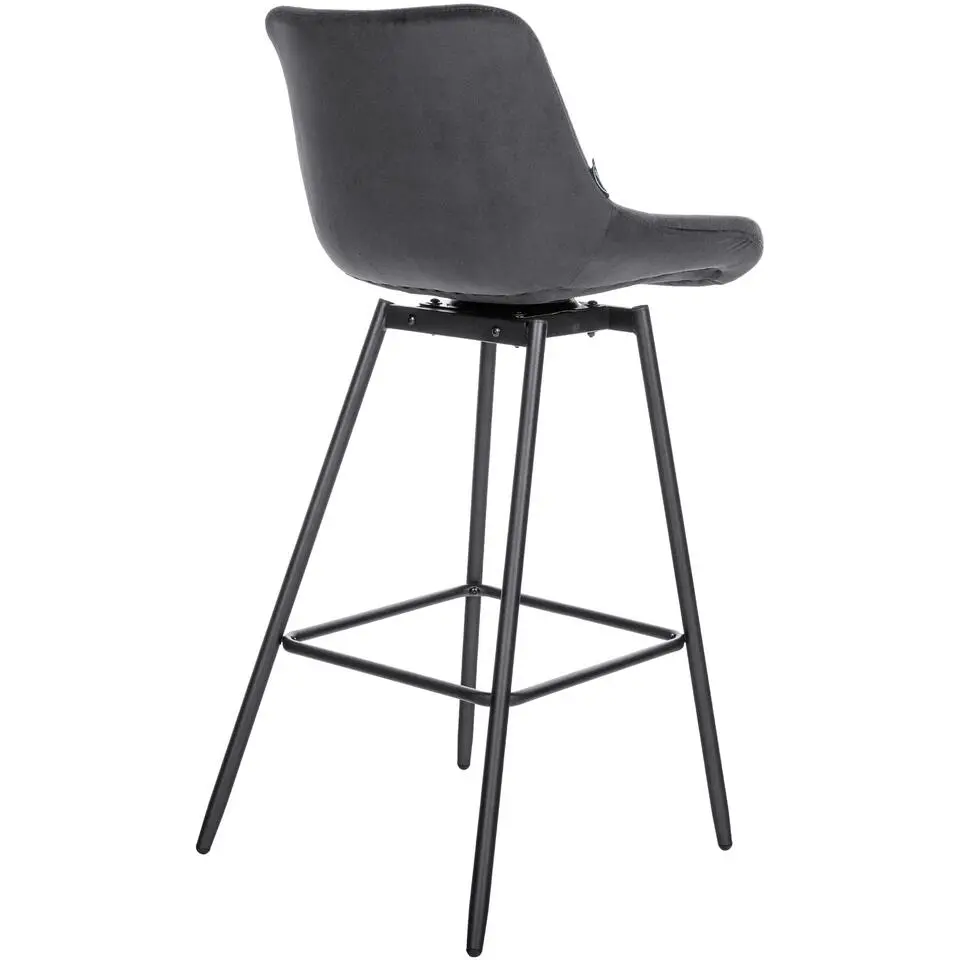 CLP Barkruk Weston zwart Frame - Fluweel - donkergrijs